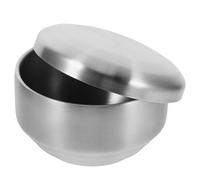 Ipetboom Bol à Savonnette avec Couvercle, Facile à Nettoyer en Acier Inoxydable Argenté Élégant Décoration de Salle de Bain pour Rasage