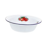 Ipetboom Bol à Soupe Rétro Émaillé avec Motif Fraise Bol Profond Épais Émail pour Service et Mélange Bac Polyvalent pour Cuisine Maison et Restaurant