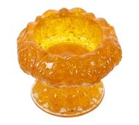 Ipetboom Bol Décoratif en Cristal Jaune sur Pied de Fleur de Lotus - Organiseur de Bijoux et Vide-poches - Rangement pour Bagues, Boucles D’oreilles et Colliers - Accessoire Décoratif