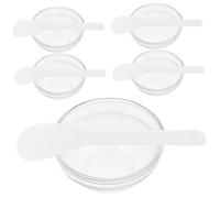 Ipetboom Bol Mélangeur En Verre Transparent Épais 5 Pièces Pour Masques Faciaux Cuillère Intégrée, Usage Professionnel En Institut De Beauté Et Soins Personnels