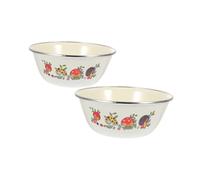 Ipetboom Bol Rétro Émaillé 2Pcs Antidérapant Design Vintage pour Soupe Salade Nouilles Instantanées Ustensiles Cuisine Équipement de Maison