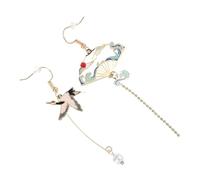 Ipetboom Boucles D’oreilles Pendantes Éventail Asymétriques, Style Chinois, Alliage Léger, pour Femme, Bijou Asiatique Élégant, Usage Quotidien et Fêtes, Design Vintage Raffiné