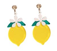Ipetboom Boucles D'oreilles Citron en Résine Motif Fleur, Boucles D'oreilles Fruit D'été pour Femme, Gouttes Auriculaires Colorées et Originales Style Aléatoire