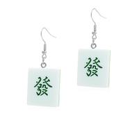 Ipetboom Boucles d'Oreilles Pendantes Mahjong en Résine Accessoires Femme Design Créatif Style Asiatique Élégantes et Uniques 1 Paire
