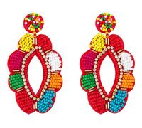 Ipetboom Boucles D'oreilles Pendantes Perlées Colorées pour Femmes, Boucles D'oreilles Ethniques Perles de Riz Multicolores, Légères et Confortables, Accessoires Mode pour Fête et