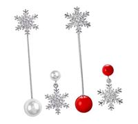 Ipetboom Boucles D'oreilles Pendantes pour Femme en Argenté Perles Blanches et Rouges, Design Compact et Élégant, pour Mariage et Anniversaire, Lot de 2 Paires
