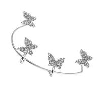 Ipetboom Boucles Oreilles Clip Sans Perçage pour Femme Manchette Oreille Élégante Droite avec Cristaux Cadeau Anniversaire et Fête