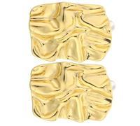 Ipetboom Boucles Oreilles Femme Minimalistes Alliage de Zinc Carrés Irréguliers Texturés à Motif Ondulé Bijoux Géométriques Fantaisie pour Fête Halloween et Usage Quotidien Dorée