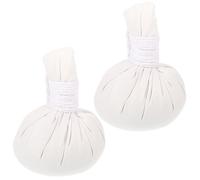Ipetboom Boule de Compresse à Base de Plantes pour Massage Spa, Lot de 2 Pièces en Tissu Coton Blanc, Fonction Moxibustion et Compresses Chaudes, pour Diverses Occasions