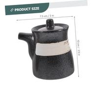 Ipetboom Bouteille de Sauce Céramique Noire Pot à Condiments avec Couvercle Créatif Distributeur pour Vinaigre et Sauce Soja Récipient pour
