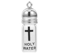 Ipetboom Bouteille d'eau Bénite en Verre Motif Croix, Rechargeable et Robuste, Bouchon Acrylique Argenté, Décoration Élégante pour Pâques et Fêtes Religieuses