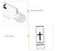Ipetboom Bouteille Eau Bénite Rechargeable Verre avec Pendentif Croix Flacon pour Baptême Chrétien Décor Religieux et Fête Contenant Certifié Catholique Bouchon Acrylique Argenté