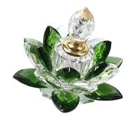 Ipetboom Bouteille Parfum Rechargeable Verre Forme Lotus Verte Distributeur Liquide Délicat et Décoratif pour Maison Flacon Élégant Réutilisable pour Huile Lotion Cadeau Féminin
