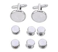 Ipetboom Boutons de Manchette pour Homme en Coquillage Blanc Ronde Accessoires pour Chemises à Poignets Mousquetaires Ensemble 1 Paire Mariage et Tenue Formelle Boutons de Smoking