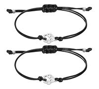 Ipetboom Bracelet Amitié Réglable Corde Tressée avec Charm Patte pour Femmes Filles Garçons Bracelet et Fait Main Cadeau Symbolique Amitié Soutien