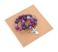 Ipetboom Bracelet De Perles De Pierre Sympathie Violet, Bijou Commémoratif Avec Carte Intime, Présent De Deuil Pour Perdre Cher, Accessoire Mémoire Pour Femme