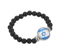 Ipetboom Bracelet d'Israël en Perles pour Hommes et Femmes Accessoire à Thème Drapeau Israélien Bracelet Confortable et Ajustable pour Événements Patriotiques
