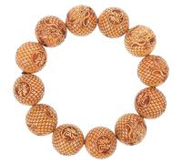 Ipetboom Bracelet en Perles de Bois de Santal Sculpté Dragon Taille Moyenne Unisexe Extensible Bijoux à Breloques pour Fille Bracelet de Perles Naturel pour Usage Quotidien et Présent