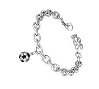 Ipetboom Bracelet Football en Acier Titane Léger et Résistant, Style Punk O, Bijou de Poignet Chic pour Femme, Décoration de Main Créative, Accessoire Mode pour Anniversaire, 1 Pièce