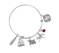 Ipetboom Bracelet Jonc Ajustable en Acier Inoxydable Pendentif Pompier Bijou Unisexe pour Homme et Femme Présent Familial Pompier Anniversaire ou Remise de Diplôme