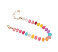 Ipetboom Bracelet Perles Colorées Fait Main pour Adolescentes Style Abaque avec Chaîne Dorée Accessoire Plage Polyvalent pour Sorties Estivales et Fêtes