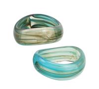 Ipetboom Bracelet Vintage Large en Acrylique Transparent Vert Marbré, Lot de 2 Joncs Irréguliers Géométriques, Bijoux Rétro Empilables pour Femme, Accessoire Mode Polyvalent Soirée et