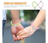 Ipetboom Bracelets à Couplets Décoratifs en Perles de Verre pour Couples 1 Paire Extensible Aimant Cœur Bijoux Assortis Saint-Valentin Bracelets d'Amitié Unisexes Accessoire et Coloré