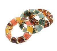 Ipetboom Bracelets Élastiques Épais en Acrylique 3pcs pour Femmes, Design Géométrique Irrégulier, Légers et Résistants, Style Bohème pour Festivals et Sorties Décontractées