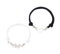 Ipetboom Bracelets pour Couples en Acier Inoxydable Tressés Réglables Duo Noir et Blanc Bracelets Assortis Mère-Fille Style Maille Présent Saint-Valentin et Occasions Spéciales