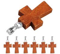 Ipetboom Breloques en Bois Forme Croix Soi-même, 15 Pièces, Pendentifs Décoratifs Marron pour Fabrication Bijoux, Colliers, Bracelets et Créations Diy, Accessoires Artisanat