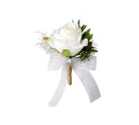 Ipetboom Broche de Mariage Blanche et Verte pour Mariée et Marié Épingle à Vêtements de Fleur Artificielle Décoration Élégante pour Banquet et Cérémonie Accessoire de Costume Cérémonie