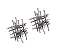 Ipetboom Broche Géométrique Perles 2 Pcs Alliage de Zinc Décorative Mode Femme Accessoire Vestimentaire Hiver Élégante Taille Moyenne