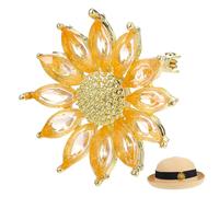 Ipetboom Broche Marguerite en Cristal Doré Épingle Décorative pour Manteau et Paquet à Dos Accessoire Floral Élégant pour Femme Présent Anniversaire et Saint-Valentin Bijou de Vêtement