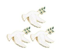 Ipetboom Broche Oiseau de Paix Épingle en Alliage Métallique, Lot de 3, Accessoire Unisexe pour Vêtements, Chapeaux et Paquet, Symbole Paix Rameau D'olivier, Taille Moyenne