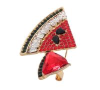 Ipetboom Broche Pastèque Cristaux En Alliage Léger Élégant Unisexe Accessoire Mode Costume Cardigan Été Porté Taille Unique Rouge