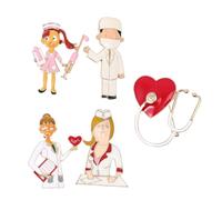 Ipetboom Broche Stéthoscope Géométrique 5Pcs en pour Médecins et Infirmières Bijoux de Mode Accessoire pour Vêtements Solide et Pratique