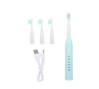 Ipetboom Brosse à Dents Électrique pour Garçon et Filles 5 Modes, Tête de Brosse Souple en Plastique, Rechargeable Usb, Étanche, Couleur Bleue, Adaptée au Nettoyage Dentaire Quotidien Bain