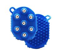 Ipetboom Brosse de massage rotative - 1 gant de massage corporel, gants de massage lymphatiques, brosse à main pour le dos, rouleau corporel à 360 degrés avec 7 boules métalliques exfoliantes bleues