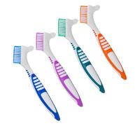 Ipetboom Brosse de Nettoyage pour Prothèses Dentaires à Double Face Poils Multicouches et Manche Large, Douce pour Matériaux de Dentier, Pack de 4 Pièces