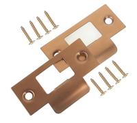 Ipetboom Cache-Verrou en Acier Inoxydable 2 Jeux Plaques de Renfort et Vis Kit de Réparation pour Gâches de Porte Extérieures Renforts T-Type Rose Doré Installation Sécurisée pour