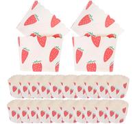 Ipetboom Caissettes à Cupcakes en Papier Rouge Fraise, Petites Tailles 5x6x4,5 Cm, 50 Pièces, Moules à Muffins Résistants à Haute Température, Accessoires Pâtisserie pour Four, Fête
