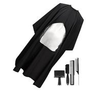 Ipetboom Cape de Coiffure Professionnelle Noire 5 Pièces Imperméable en Polyester Brosse à Barbe Nylon et Peignes pour Salon Barbier Adultes Kit Accessoire de Coiffure Coupe Coloration
