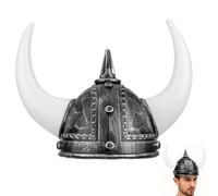Ipetboom Casque Viking à Cornes en Plastique Léger, Chapeau de Guerrier Romain Argenté, Accessoire Cosplay et Costume de Bal Masqué, Décoration pour Carnaval et Fête Costumée, 1 Pièce