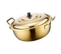 Ipetboom Casserole Acier Inoxydable avec Poignées Doubles pour Nouilles Coréennes Cuisinière Polyvalente avec Couvercle Pot à Soupe pour Soupe Bouillon et Pâtes
