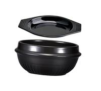 Ipetboom Casserole Céramique avec Plateau à Double Anse Pot de Cuisson Polyvalent pour Bibimbap Plats Mijotés Riz Sauté Ustensile pour Cuisine Maison
