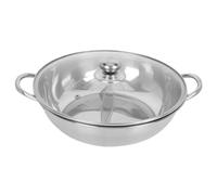 Ipetboom Casserole Double Compartiment Acier Inoxydable Marmite Chinoise Pratique avec Poignée Anti-brûlure Partition Étanche et Répartition Rapide Chaleur pour Cuisson Familiale