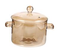 Ipetboom Casserole Verre Borosilicate Chaleur avec Couvercle Cocotte Double Anse pour Cuisson Maison de Nouilles Instantanées et Mijotés