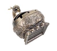 Ipetboom Cendrier Vintage Décoratif Portable Coupe-Vent en Métal avec Couvercle Motif Dragon, Petit Format Compact, pour Intérieur Et Extérieur Maison Bureau, Présent Élégant