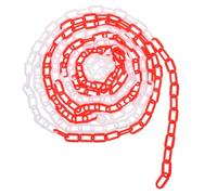 Ipetboom Chaîne de Sécurité en Plastique Rouge et Blanc 5 M Maillons Robustes pour Barrière de Contrôle des Foules Chaîne D’Avertissement Haute Visibilité pour Chantier et Signalisation
