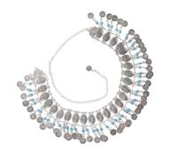 Ipetboom Chaîne De Taille à Pompon Perles De Taille Bijoux De Chaîne De Ventre Pour Chaîne De Corps De Gland Ceinture Femme Faire La Fête Courroie De Chaîne Dame Ciel Bleu Alliage